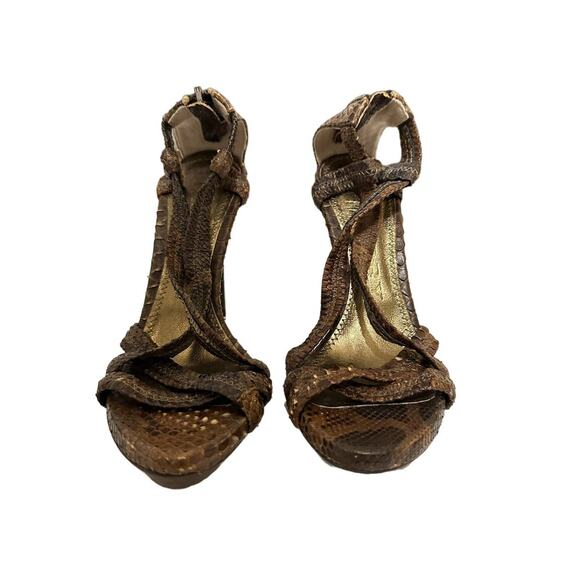 Burberry‎ plisse lea sandal heel python brown size 38.5 - Picture 3 of 9